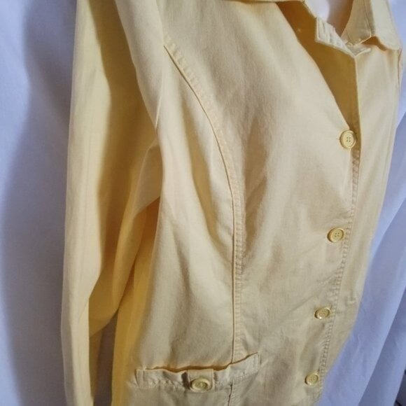 Christopher & Banks Blouse Yellow button down XL light blazer top women's EUC - Picture 6 of 11